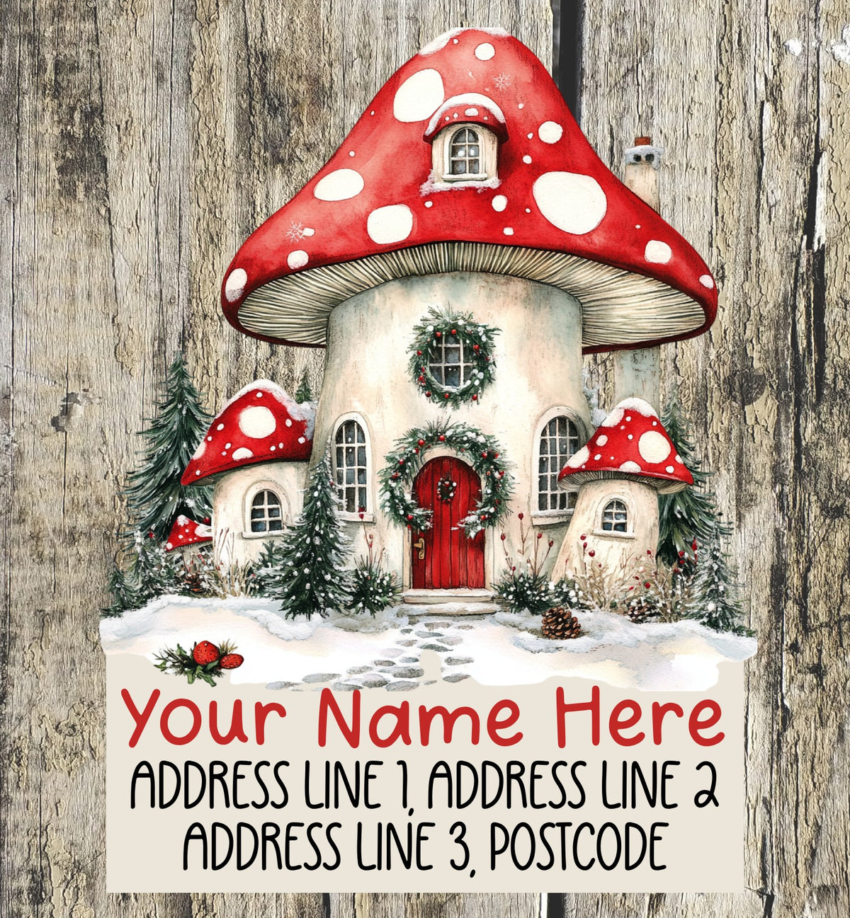 Christmas Mushroom House Address Labels