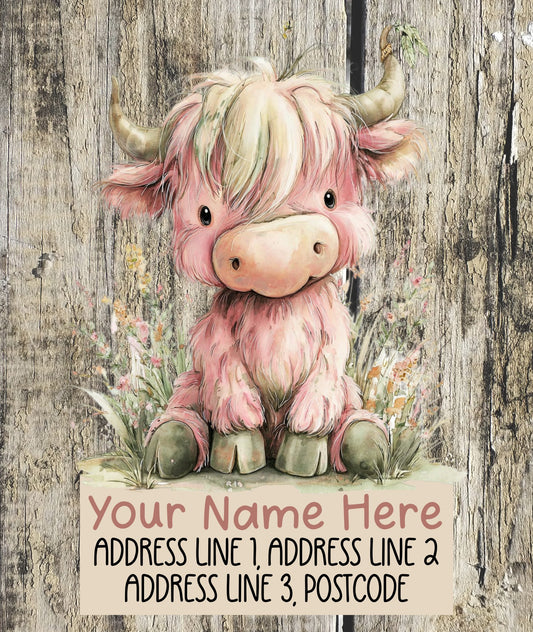 Summer Highland Cow Address Labels