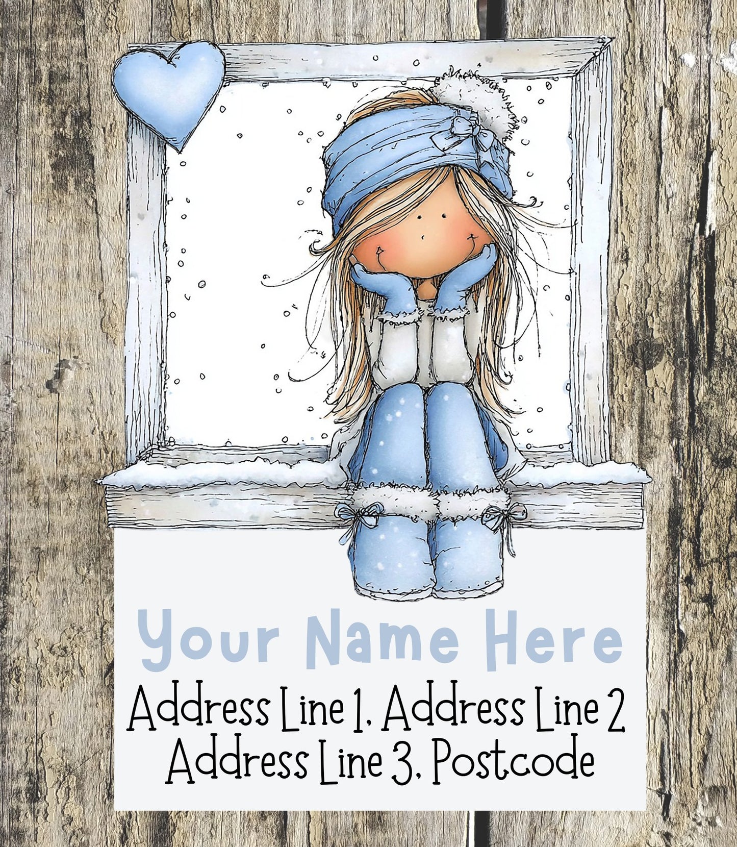 Blue Winter Girl Christmas Address Labels