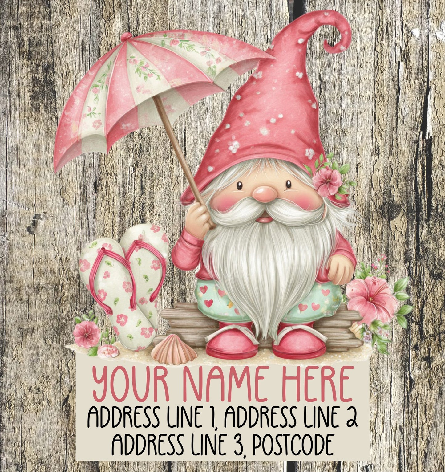 Pink Gnome Summer Address Labels