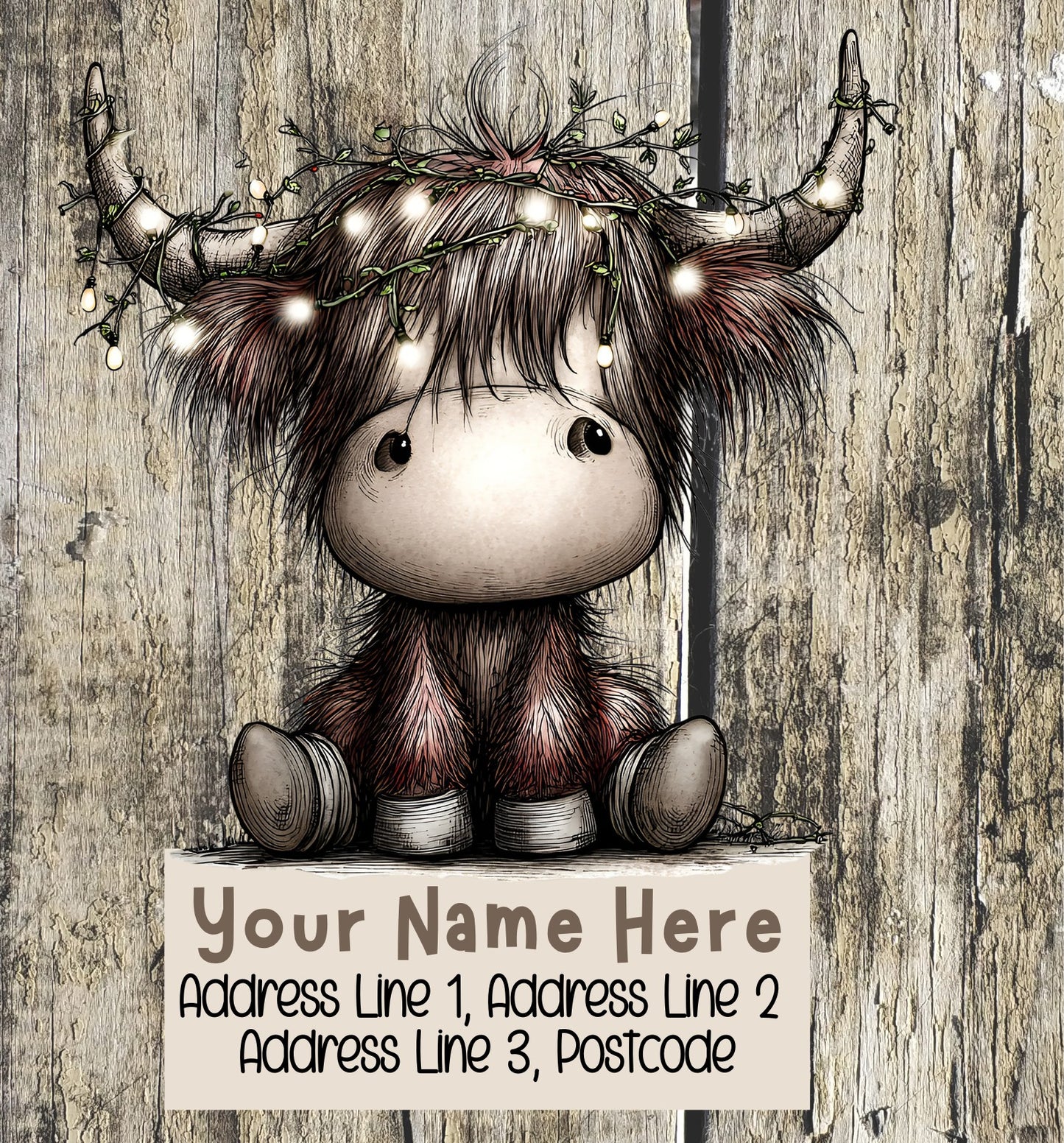 Highland Cow Christmas Address Labels