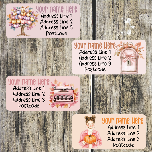 Pink Autumn Longer Address Labels