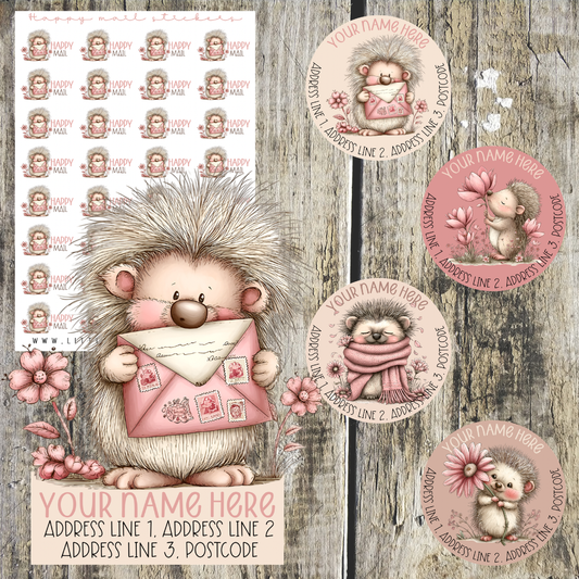Pink Hedgehog mini label bundle