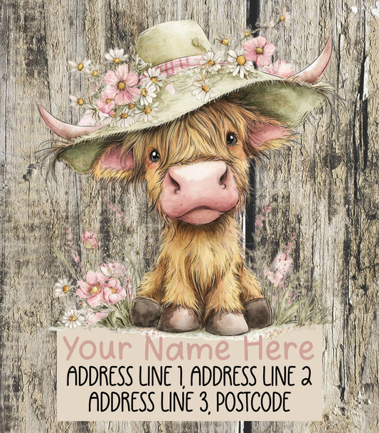 Summer Highland Cow Address Labels